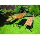 Skládací romantický venkovní nábytek stůl + lavice, kov / dřevo