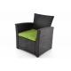 Designová sestava zahradního ratanového nábytku, černá / zelená