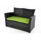 Designová sestava zahradního ratanového nábytku, černá / zelená