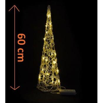 Svítící vánoční kužel na baterie venkovní + vnitřní s časovačem, 60 cm