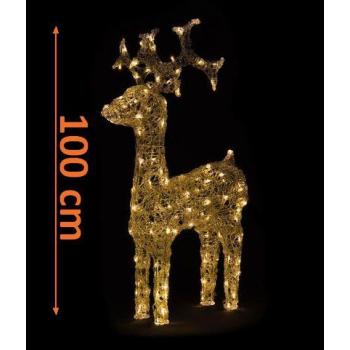 Velký svítící sob venkovní + vnitřní teple bílý, 120 LED diod, 95 cm