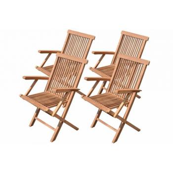 4 ks masivní skládací dřevěná židle s područkami, teakové dřevo