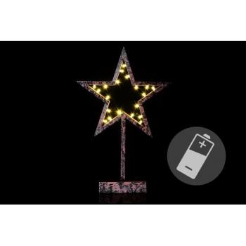Vánoční svítící dekorace hvězda na stojánku, bronzový vzhled, 39 cm