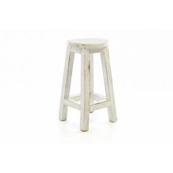 Designová dřevěná stolička, retro vzhled, bílá, 40 cm