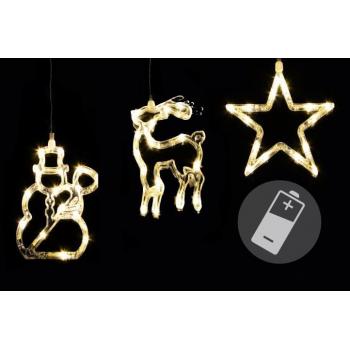 Vánoční svítící dekorace na okno vnitřní na baterie : sněhulák + sob + hvězda