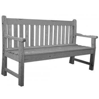 Venkovní dřevěná odpočinková lavička s nižším opěradlem, šedá, 150 cm