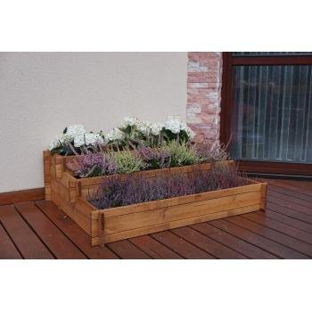 Velký dřevěný venkovní kaskádovitý květináč na květiny / bylinky, 110x88 cm