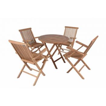 Menší sestava dřevěného teakového nábytku na balkon / terasu, skládací