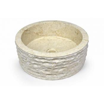 Dekorativní mramorové kulaté umyvadlo do koupelny, na desku, průměr 46 cm