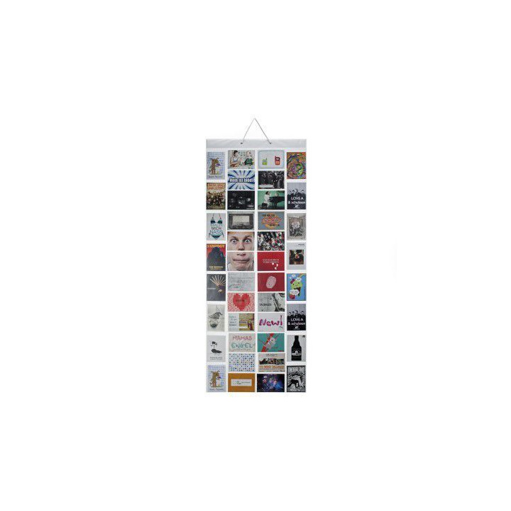 Velký závěsný nástěnný závěs na fotografie (40 fotek), bílý, 55x140 cm