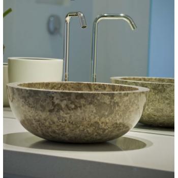 Dekorativní koupelnové umyvadlo ve tvaru misky, leštěný mramor šedivý, průměr 45 cm