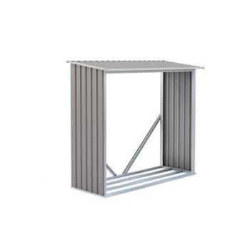 Kovový přístřešek na dřevo ke stěně / k plotu, šedý, 182x160x75 cm