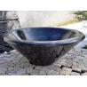 Menší kulaté kamenné umyvadlo ručně leštěný přírodní mramor černý, průměr 35 cm