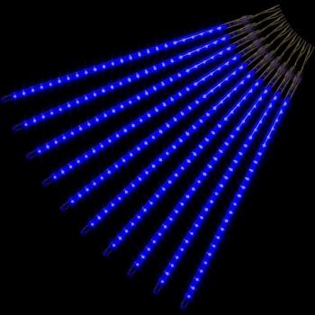 Vánoční světelný řetěz z LED tyčí- efekt padající sníh, modrý, 480 LED, 10 tyčí