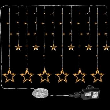 Vánoční závěs do okna se svítícími hvězdičkami teple bílý venkovní + vnitřní, 150 LED, 2x1 m