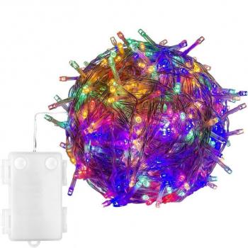 Světelný LED řetěz venkovní + vnitřní na baterie, barevný, 10 m