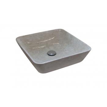 Designové čtvercové umyvadlo z leštěného mramoru světlé, 40x40 cm
