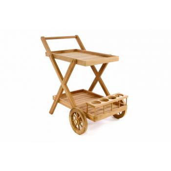 Elegantní servírovací vozík na jídlo a nápoje, masivní teakové dřevo