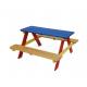 Dětský zahradní nábytek dřevěný, stůl s lavicemi, barevný, 90x85 cm