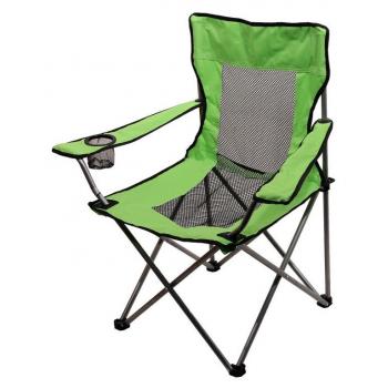 Kempinková skládací židle se sedákem a opěrkou z prodyšné síťoviny, zelená / šedá