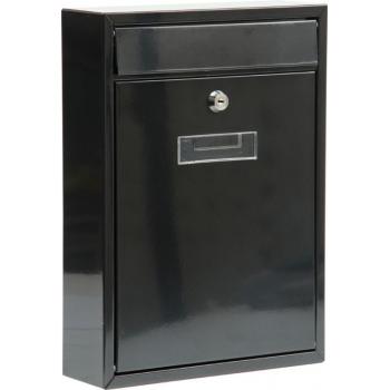 Poštovní schránka ocelová uzamykatelná, okno na jmenovku, černá, 36x26x8cm