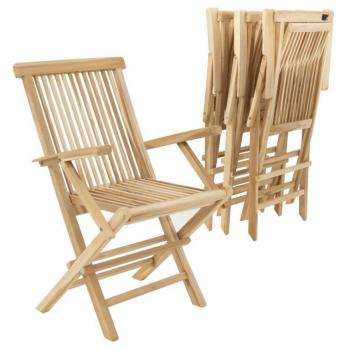 4 ks levná venkovní židle z teakového dřeva skládací, s područkami