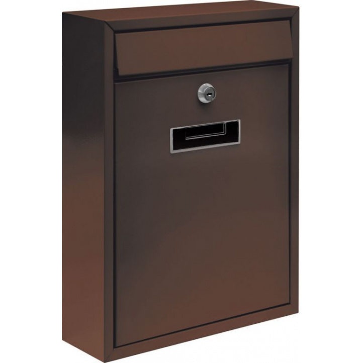 Nástěnná poštovní schránka jednoduchá obdélníková hnědá, 36x26x 8cm