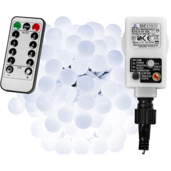 Párty světelný LED řetěz svítící / blikající, venkovní + vnitřní, stud. bílý, 20 m