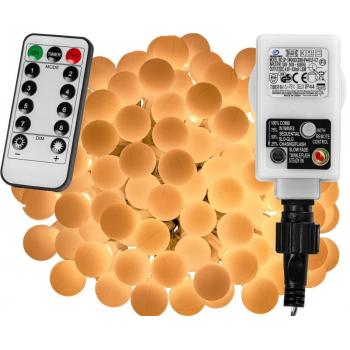 Vánoční / párty LED svítící řetěz s ovladačem, světelné funkce, časovač, tepl. bílý, 5 m