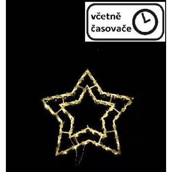 Svítící hvězda do okna na baterie 50 LED diod, vnitřní, časovač, 40 cm