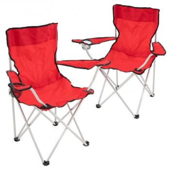 2x skládací kempingová židle přenosná do 120 kg, červená
