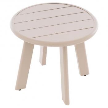 Nízký odkládací stolek na terasu / balkon, kulatý, hliník, béžový, průměr 52,5 cm, výška 45 cm