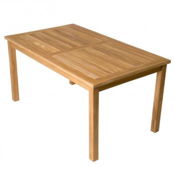 Obdélníkový jídelní stůl z masivního dřeva (teak) venkovní + vnitřní, 150x90 cm