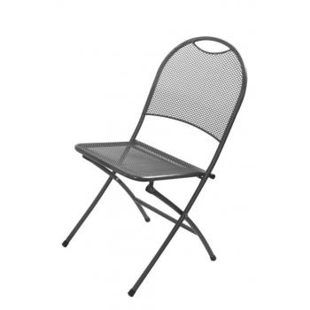Zahradní kovová židle tahokov, bez područek, skládací, černá, do 100 kg