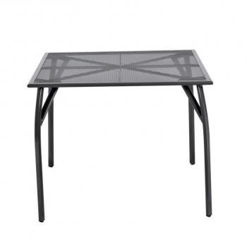 Pevný zahradní stůl kovový čtvercový, drátěná horní deska (tahokov), černý, 90x90 cm