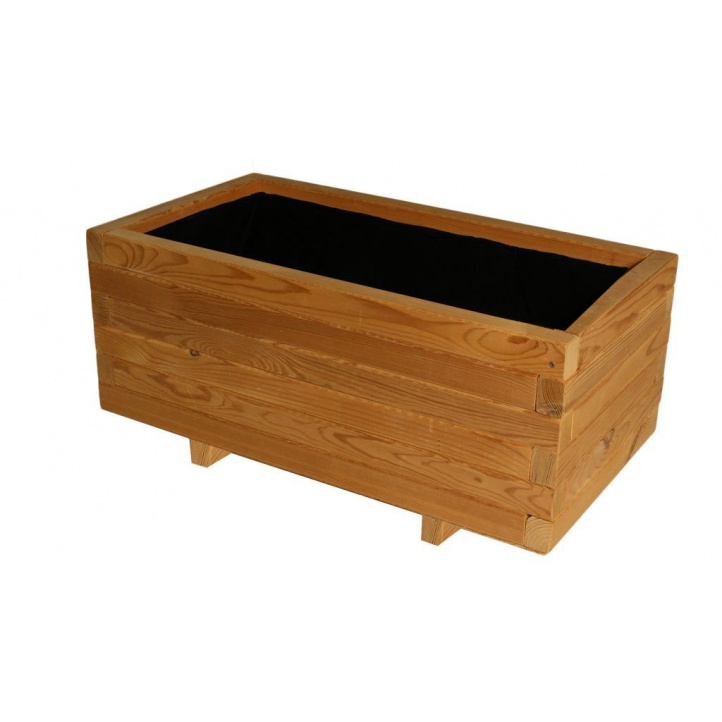 Obdélníkový květináč z masivního dřeva s tepelnou úpravou thermowood 70x37x31 cm