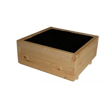 Dřevěný masivní květináč bez povrchové úpravy hranatý, 62x62x29 cm