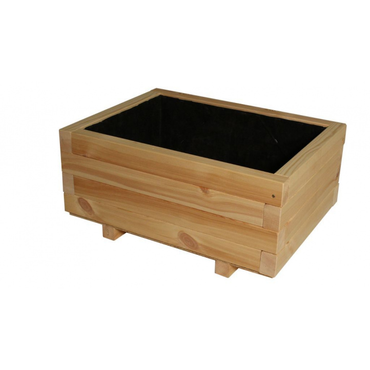 Dřevěný masivní květináč bez povrchové úpravy hranatý obdélníkový, 62x46x29 cm