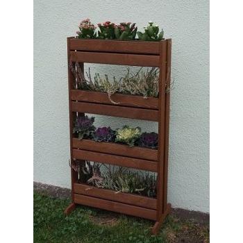 Dřevěný stojan na květináče vysoký, 4 police, lakovaná borovice, 55x40x125 cm