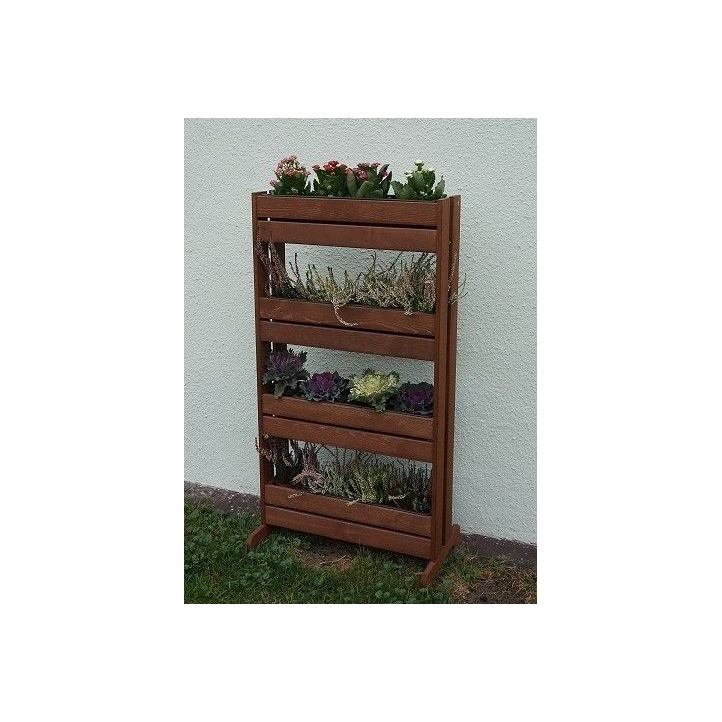 Dřevěný stojan na květináče vysoký, 4 police, lakovaná borovice, 55x40x125 cm