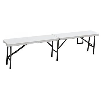 Skládací lavice venkovní + vnitřní pro catering a pořádání akcí, kov + plast, bílá, 180 cm