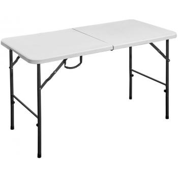 Skládací stůl venkovní + vnitřní, catering / pořádání akcí, kov + plast, bílý, 120 cm