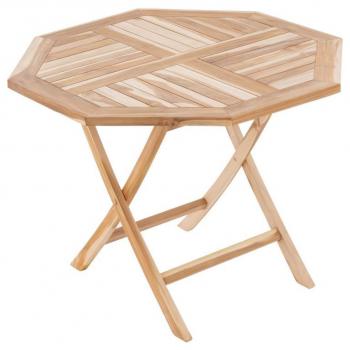 Skládací osmiúhelníkový stůl na terasu / zahradu, masivní dřevo teak, průměr 90 cm