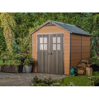 Luxusní zahraní domek / garáž pro zahradní techniku, imitace dřeva, 287x228x252 cm
