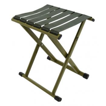 Kempingová stolička rozkládací, kovový rám + textilní pásy, zelená