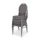 Stohovatelná sálová židle kovová s textilním polstrováním, šedá, vysoká nosnost 140 kg