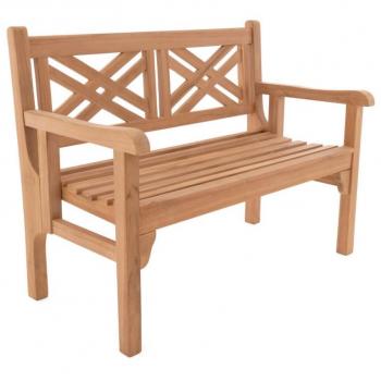 Skládací zahradní lavice z týkového dřeva pro 2 osoby, před dům / na terasu, 120 cm