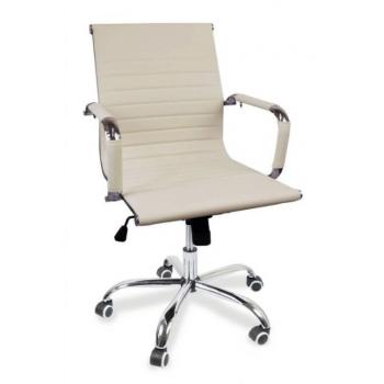 Elegantní kancelářská židle na kolečkách chrom / krémová, eko- kůže, nastavitelná, do 120 kg