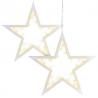 2x závěsná svítící dekorace do okna / na zeď - bílá hvězda, na baterie, vnitřní, 25,5 cm
