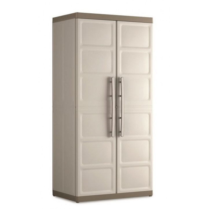 Vysoká plastová skříň béžová + světle hnědá, voděodolná, 181x89x54 cm